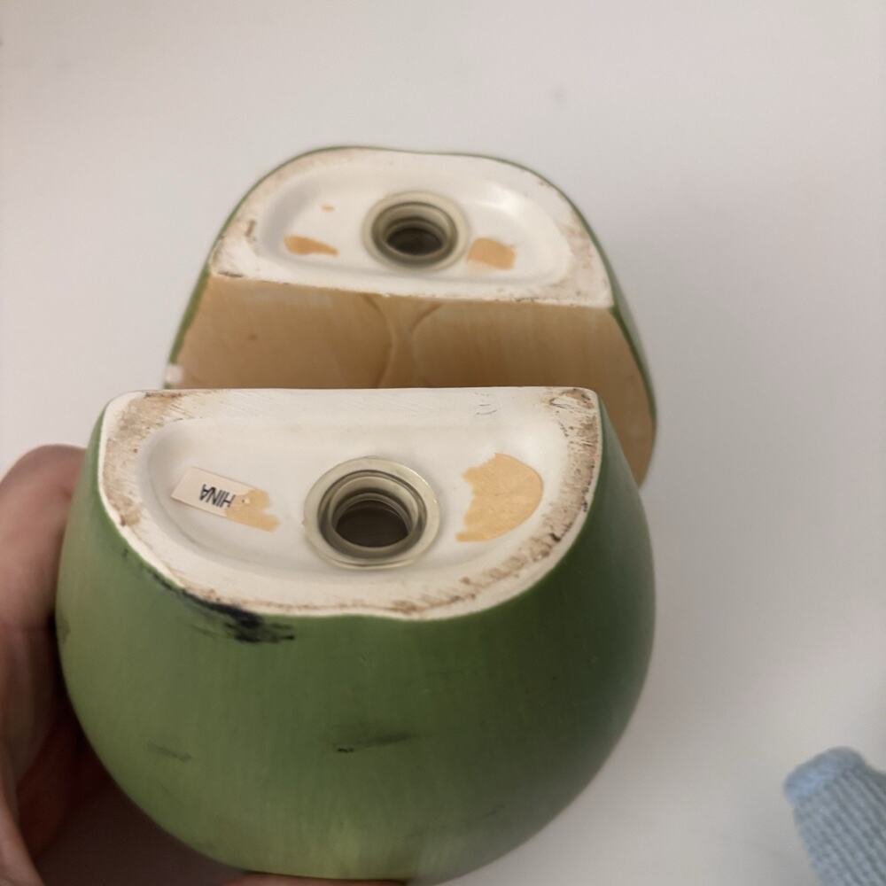 Ceramic Green Apple Salt & Pepper 4” Goes Together As 1 Apple - Picture 4 of 7